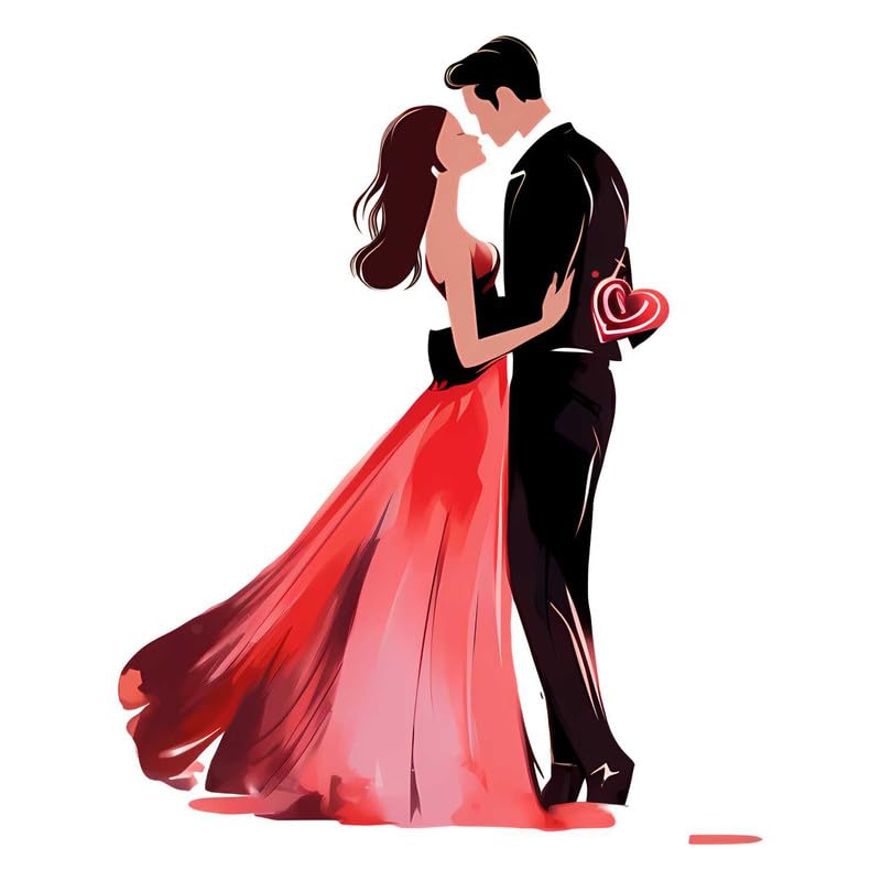 Love Couple Romantic Vinyl Wall Sticker Valentine Day Wall Dcor for Bedroom Living Room Anniversary Celebration Home Decoration Waterproof Size 50 x 60 CM Pack of 1-image-25