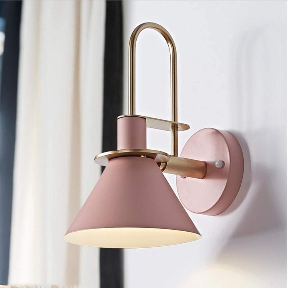 WXKAGF Kolorowa lampa ścienna Macarons, zabytkowy metalowy kinkiet przemysłowy z E27 Retro przemysłowy kinkiet do sypialni, barek nocny, kawiarnia na poddaszu, salon, makaroniki na korytarzu, różowy