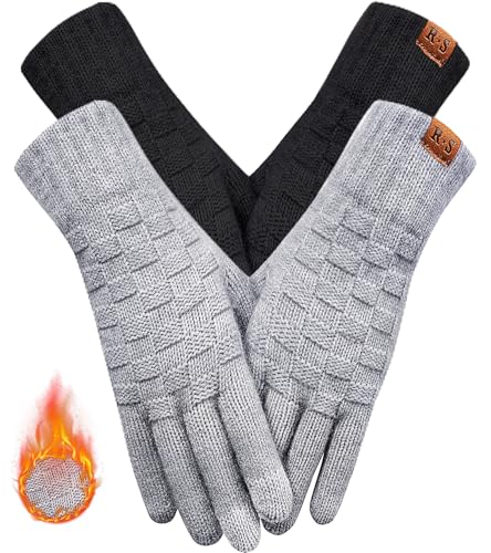 REACH STAR Winter Gloves for Women,Christmas Gifts for Women 3-Finger Touch Screen Elastic Thermal...