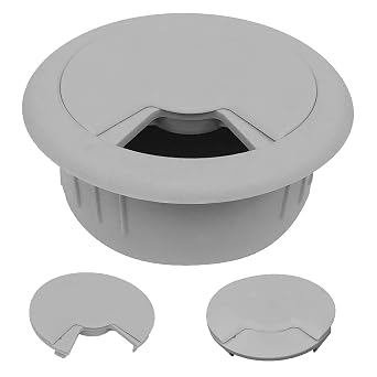 CordAway Round Plastic Desk Grommet Ideal for Home Office, Computer, Gaming, Home Theaters & Entertainment Centers Adjustable, 2" Diameter, 1-1/8" deep, Gray, 1 Piece