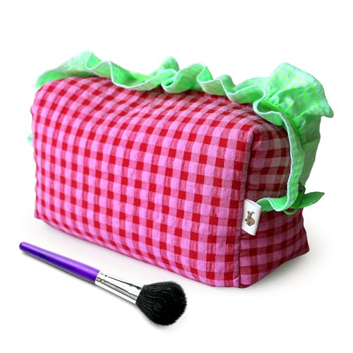 ARTEKKA Trousse De Toilette Femme, Trousse De Toilette Voyage, Trousse Maquillage Femme Et Fille Grand capacitée, Accesoires De Bain, De Cosmetique, Accesoire De Voyage XL (Rouge Rose et Vert Fluor)