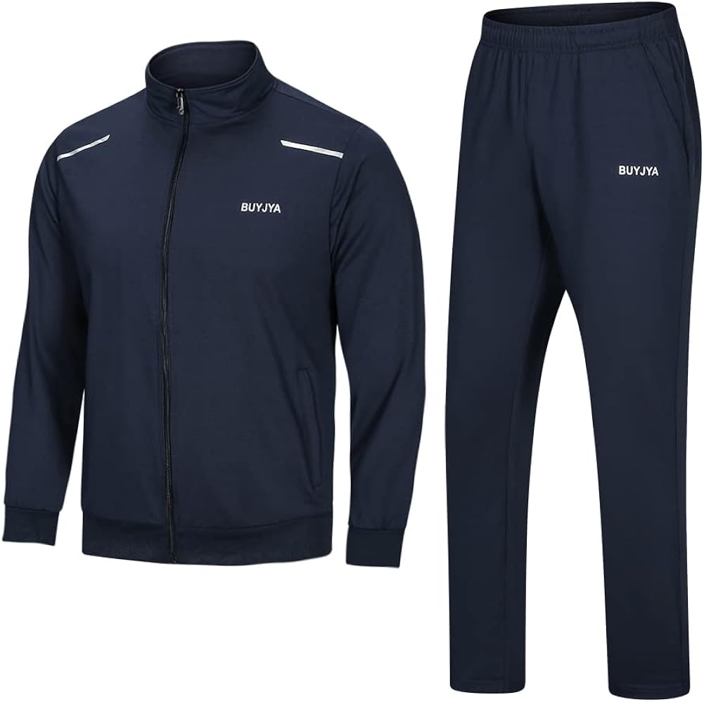 BUYJYA Men's Tracksuit Sweatsuits Athletic Set Sports Full Zip Casual Jackets Pants Jogging Gym Clothing at  Men’s Clothing store