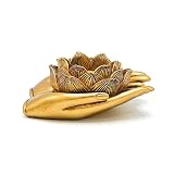 XdeliX Lotus Hände Teelichthalter Gold Polyresin 11,5 x 9,4 x 4,8 cm Deko
