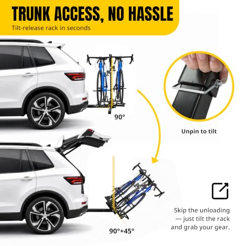Image of MaxxHaul Platform Bike Rack for 2 Bikes - Hitch Mounted Tray Carrier for SUV, Van, & Truck - Adjustable Tire Cradles & Foam Padded Hooks - Fits 2 inch Class III & IV Hitches (50027)