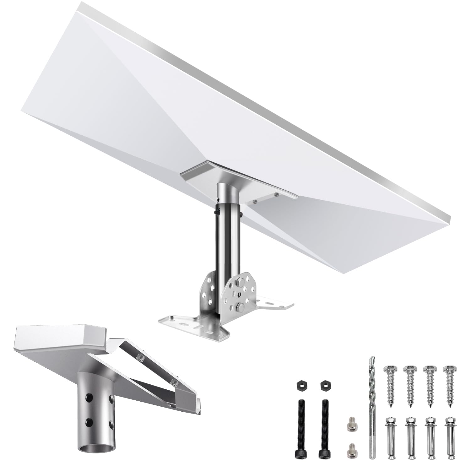 Starlink Gen3 Pipe Adapter Mount, 8" Heavy Duty Alloy Steel Starlink Pivot Pole Mount, StarLink Mounting Kit, V3 Standard Dish Plate Roof Mounts, Gen3 Pole Adapter Mounts, Silver