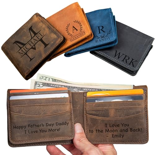Personalized Wallet for Men - Custom Wallets, Customized Monogram, Gift for Husband, Dad, Son, Boyfriend, Anniversaries, Grandpa, Graduate, Birthday, Wedding & Groomsmen, Gifts for Men
