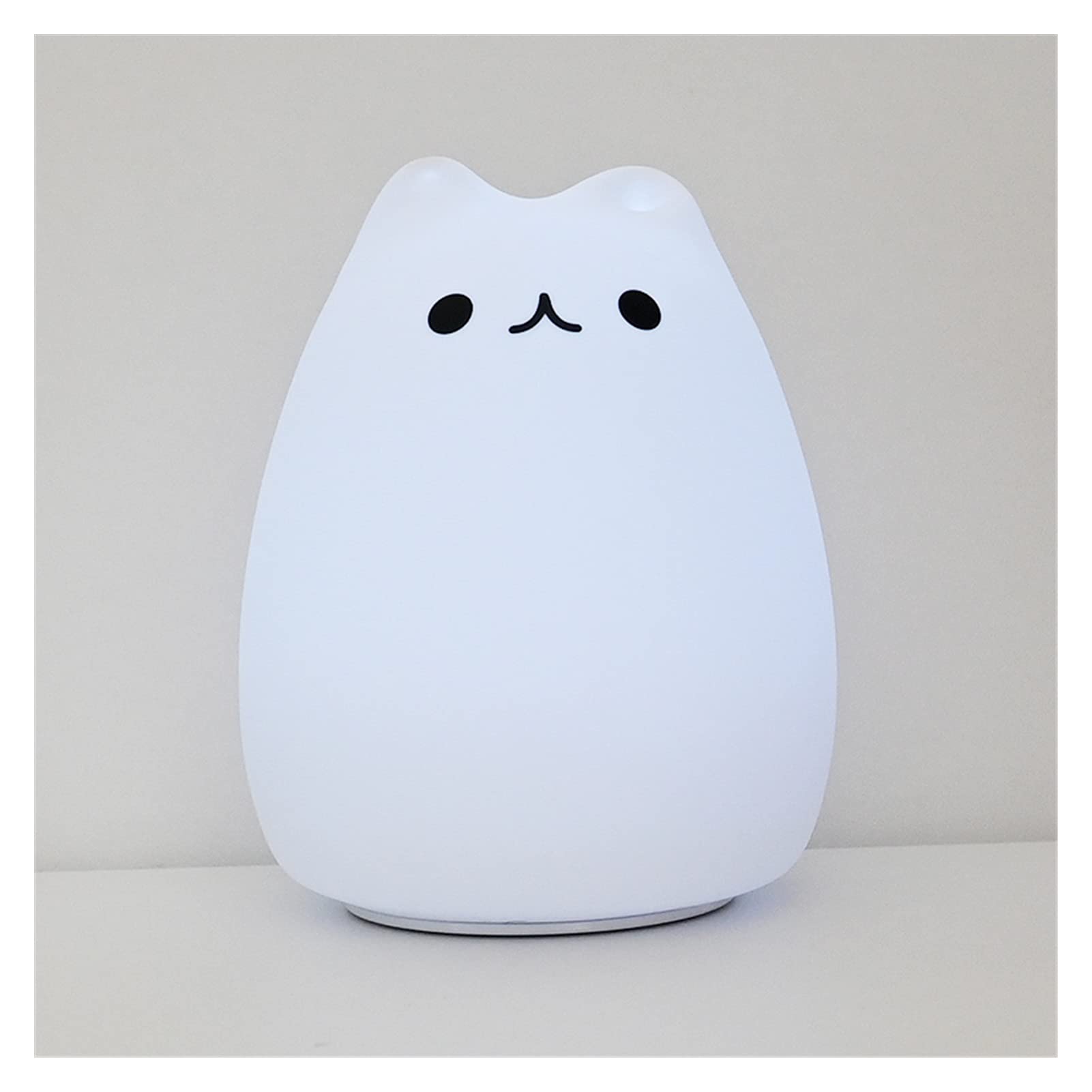 Demasiado Linda Noche Luz Lion Whale Conejo Cat Silicone Night Lights Touch Sensor Dormitorio Lámpara de Noche (Emitting Color : Cat 6)