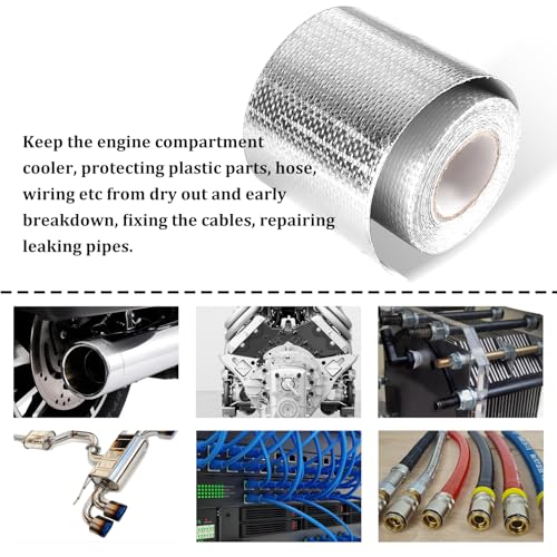 Image of Wevdn Heat Shield Reflective Tape, 2 inchx16.4FT Adhesive Backed Heat Barrier Tape Roll, Gold High-Temperature Self Adhesive Reflect Backed Sheet Compatible with Car Intake Pipe Engine Bay