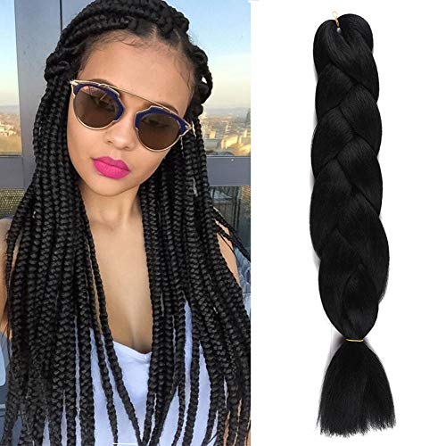 Aigemei Braiding Hair Extensions 100% Synthetic 48Inch African Hair Natural Color Braiding 100G/pc Synthetic Straight Crochet Braids Hairstyles