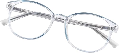 FONHCOO Lentes de bloqueo de luz azul para mujeres y hombres TR90 anteojos redondos para computadora (azul)