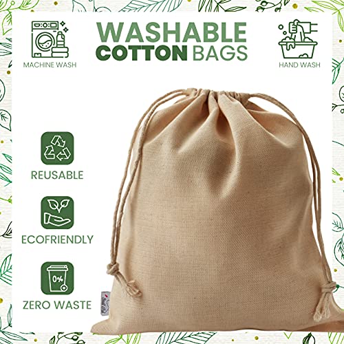 Organic Cotton‌ ‌Produce‌ ‌Bags,‌ 5 Pcs. ‌Large,‌ Organic, And ‌Reusable‌ ‌Canvas‌ ‌Muslin‌ ‌‌‌Drawstring‌ ‌‌Sack‌ ‌For‌ Organizing, ‌Shopping,‌ Storage,‌ ‌Grocery,‌ Dust Cover, And ‌Gift #TOP4