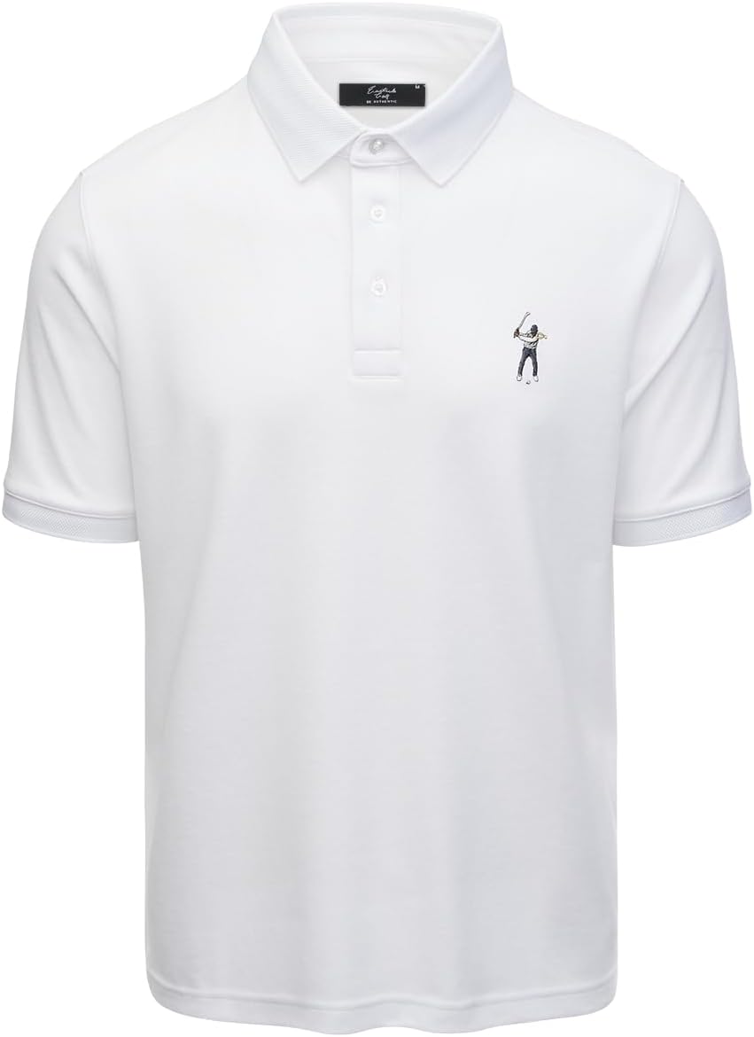 Eastside Golf Men’s Pique Knit Performance Polo with Embroidered Swingman Logo and Cotton-Poly Stretch Fabric for Movement