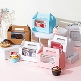 Allbusky 20PCS 2 Holes Cupcake Boxes Cupcake Carrier Cake Boxes with Inserts, Paper Bakery Boxes Treat Boxes for Christmas Baby Shower Wedding Party Favors (Brown, 2 Holes, 20-Pack) - Image 8