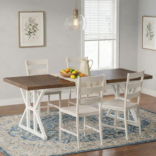 Image of Klaxon Foldable Dining Table [6] Seater with Metal Legs, Space-Saving Convertible Table, Engineered Wood, Home Dining Room (AW & Black, Kryo) (FD & White)