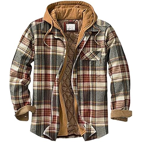 Shacket Men Plaid Jacket Open Front Padded Quilted Jackets Autumn Checkered Parka Plus Size Outdoor Outwear Plus Size Elgant Office Shirts UK Size Cover