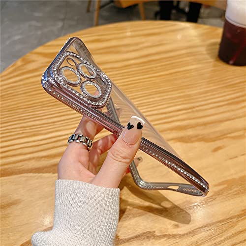 Amazfccy Iphone 14 6.1'' Glitter Plating Case, Cute Luxury Bling Rhinestones Diamond Soft Bumper Clear Transparent Tpu Thin Lightweight Case For Apple Iphone 14 6.1 Inch 2022 (Silver) #TOP4