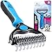 Pet Grooming Tool - 2 Sided Undercoat Rake for Cats & Dogs - Safe Dematting Comb for Easy Mats & Tangles Removing - No More Nasty Shedding and Flying Hair