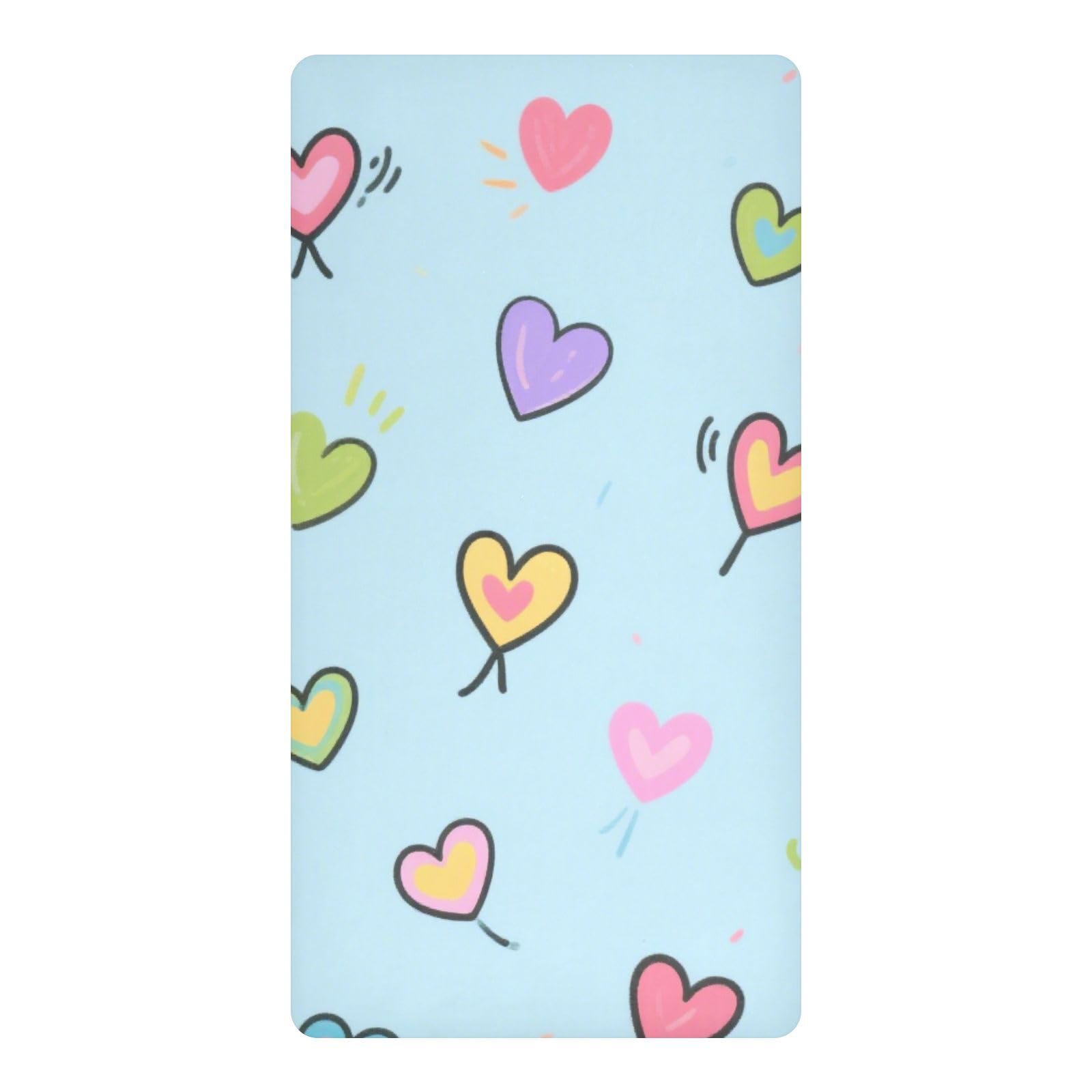 Draps de berceau imperméables anti-fuites et respirants bleu cœur pour matelas 132 x 71 cm