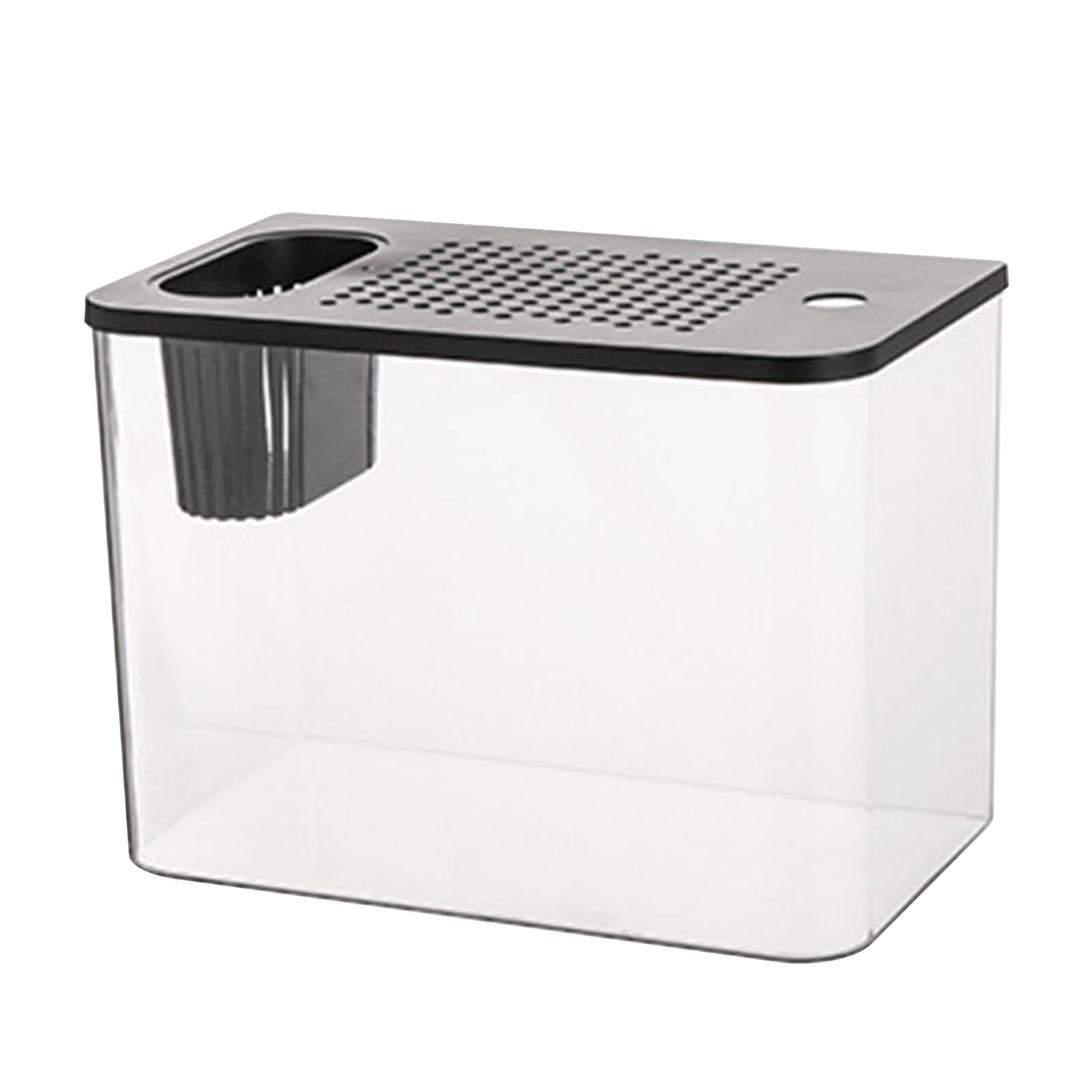 pecera Betta, pecera de Mesa,Acuario de Tanque de Transparente con Pantalla de Escritorio | Acuarios pequeños con Tanque Compacto para Peces pequeños, cría de s, niños, Adultos