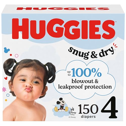 Image of Huggies Size 4 Diapers, Snug & Dry Baby Diapers, Size 4 (22-37 lbs), 150 Count, Packaging May Vary