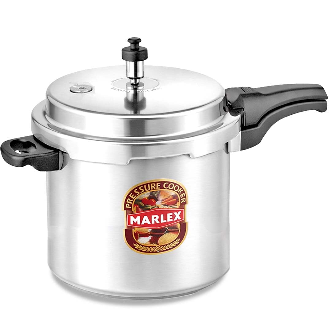 Marlex Deluxe 10 Litre Outer Lid Aluminum Pressure Cooker | Gas Stovetop Compatible Cooker, Non Induction Base, Metallic Safety Plug, ISI Certified | Silver - 5 Years Warranty-image-46