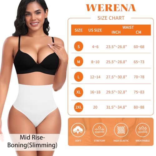Image of Werena Tummy Control Thong Shapewear for Women High Waisted Body Shaper Panties Shaping Thong Girdle Underwear