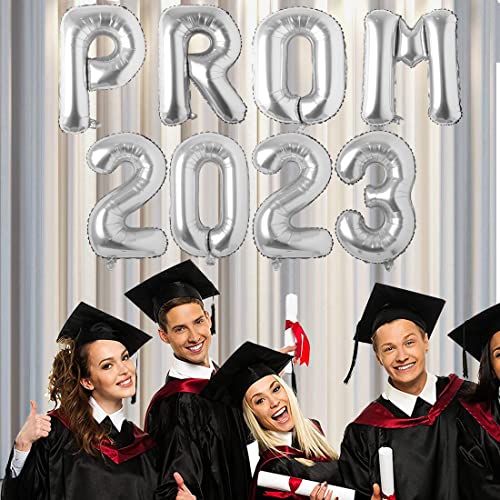 Prom 2023 Balloons Silver Prom 2023 Banner 16 Inch Mylar Letter Balloons Prom 2023 Sign Decoration For Graduation Party Birthday Retirement Class Of 2023 Congrats Grad Party Supplies #TOP1