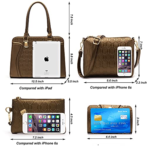 Sac à main pour femme design raffiné bronze grand modèle 4 pièces - 4