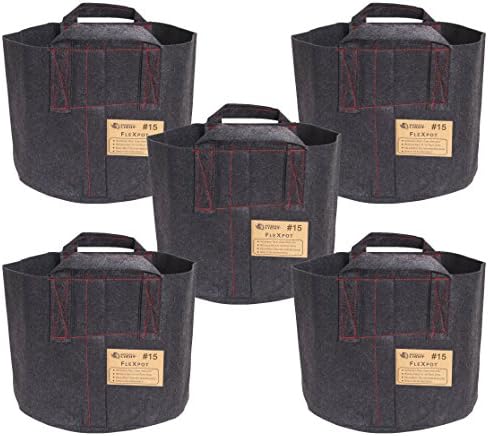 HydroLight Flex Pot, Fabric Grow Pots Smart Gro Sacks Breathable Pots Planters (5, 15 Gallon Pot (With Handles))