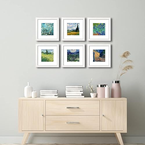 Vista 316 de Juego de 6 portarretratos de 5 x 7 con cristal real para fotos de 4 x 6 con paspartú o 5 x 7 sin paspartú, para pared o mesa, marcos de fotos