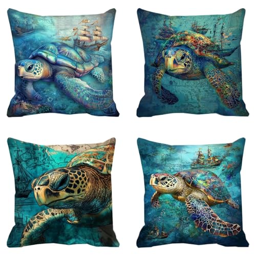 Taie oreiller coussin canapé impression recto verso bleu et texture super douce