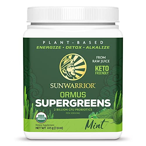 Sunwarrior-Vegan-Organic-Greens-Probiotic-Powder-2-Billion-CFU-Probiotics-Organic-Raw-Juice-Soy-Free-Gluten-Free-Dairy-Free-Sugar-Free-Kosher-Mint-45-Servings-Ormus-Supergreens