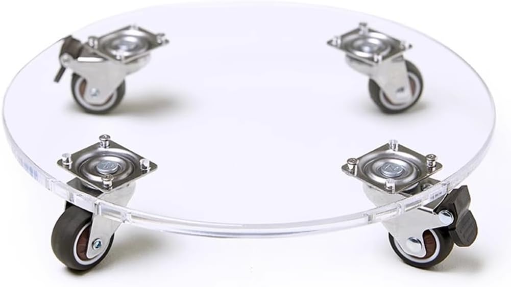 Plant Starter Trays Acrylic Plant Caddy with Wheels, Indoor Plant Stand Removable Flower Plant Trays Plant Caddy Outdoor, Plant Riser Rolling Plant Stand Tray Bracket,Clear-25x25cm