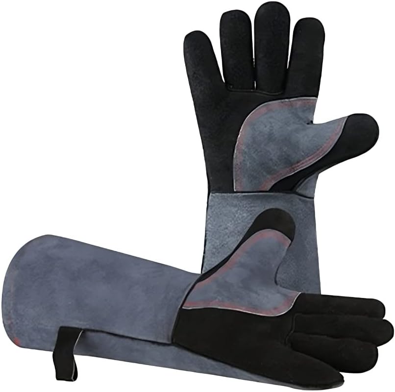 Beauenty Insulated Gloves,16 Inches,932°F/500°C Leather Forged Welding BBQ Gloves,Heat Resistant Fire Resistant,for High Temperature Work/Welding/Gardening/Oven/Grill/Fireplace/Baking