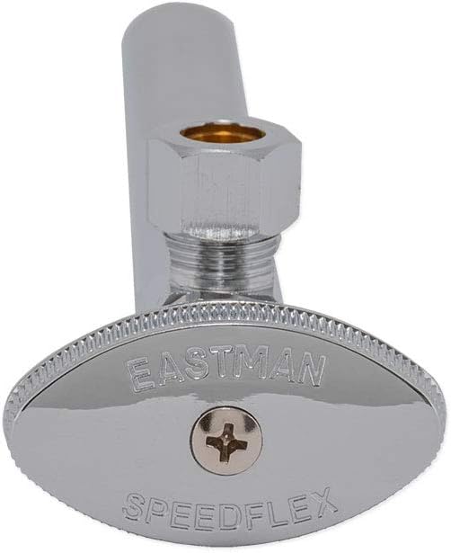 Eastman Multi-Turn Angle Stop Valve with Extension, 1/2 Inch Sweat x 3/8 Inch OD Compression, Chrome Plated, 04182LF