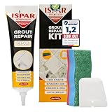 ISPAR Stucco per Fughe Crema 400 g, Riempitivo Pronto in Tubetto per Riparazione Fughe Piastrelle, Bagno, Doccia e Cucina, Pareti e Pavimenti, con Spatola e Spugna