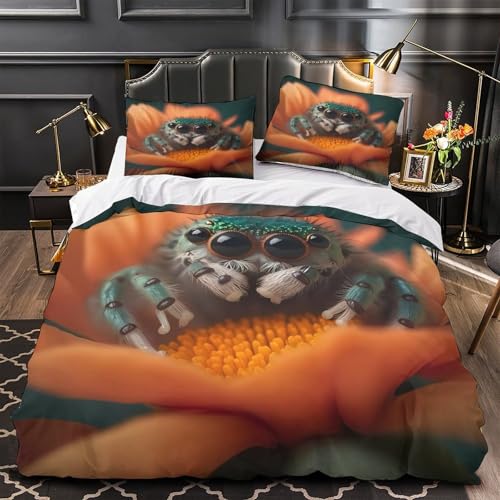 DAZBDEOCK Juego de ropa de cama de 3 piezas con estampado 3D, para decoración del hogar, cremallera oculta, extra suave, funda de edredón hipoalergénica para todas las estaciones, para niñas, niños y
