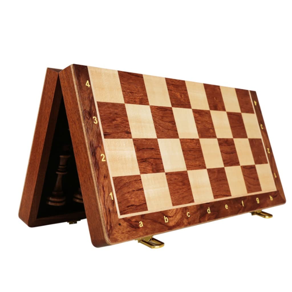 ZAW Schach Schach Massivholz Erwachsene High-End-Geschenkanzug, Klappaufbewahrungsbox-Schachbrett-Special for Schachspiel -2 Extra Queens Chess (Color : 39CM)