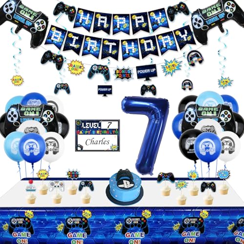 Ya en mundofriki.es: Decoraciones para Fiestas de Videojuegos - Banderola de Feliz Cumpleaños, Globos de Mando de Videojuego, Cartel Colgante de Videojuego, Vela, Decoración para Fiesta de 7º Cumpleaños Infantil