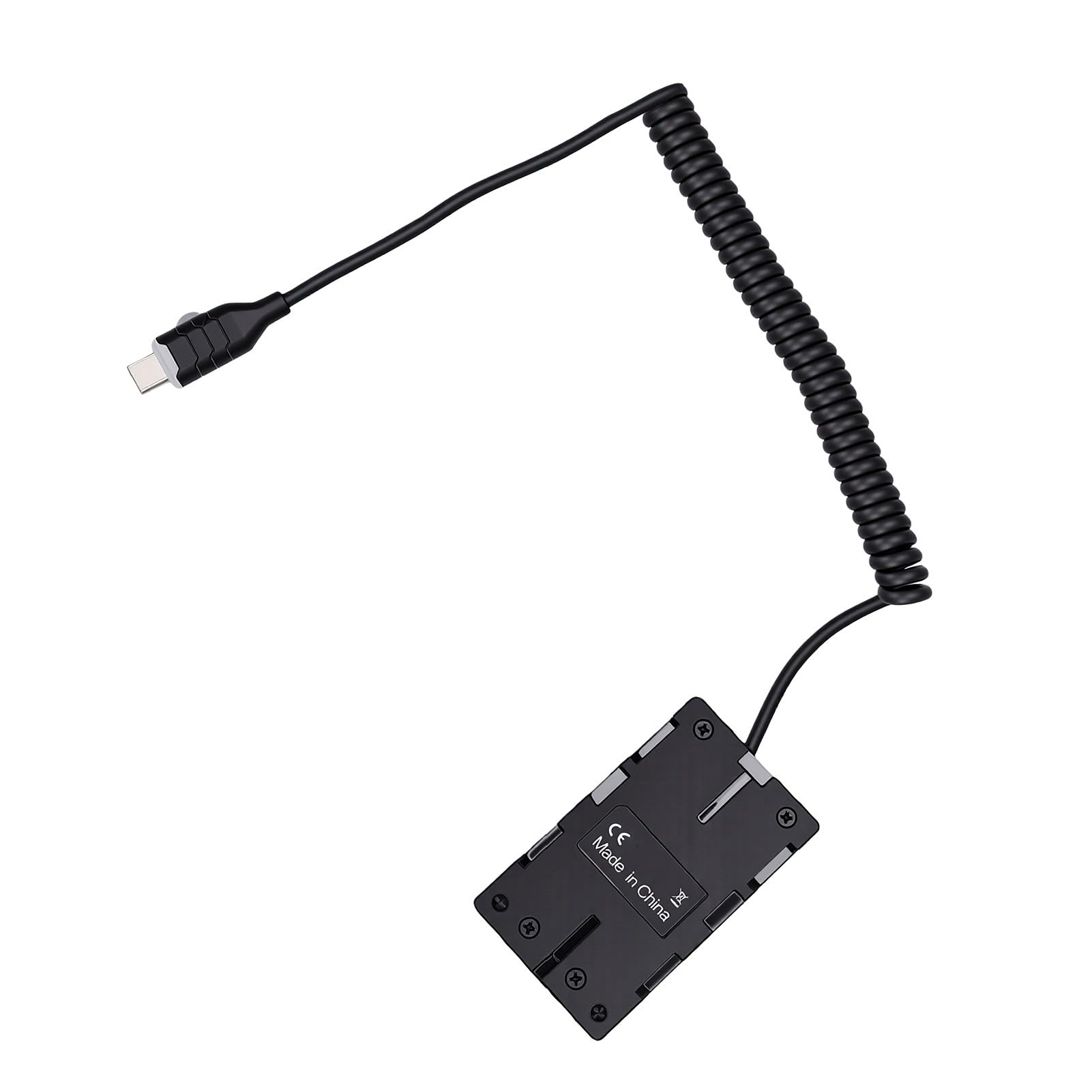 Diyeeni Cavo di Alimentazione Batteria Fittizia PD Tipo C per Fotocamera BP-U30, Design a Molla a Spirale Adatto per Fotocamera PXW-Z280 FX6 FX9, Batteria Fittizia a Ricarica Rapida da 45 W con