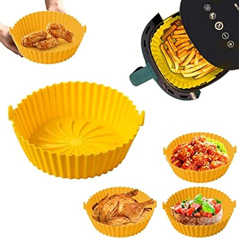 May Huang Air Fryer Silicone Pot (20.5 cm), Silicone Air Fryer Basket, Airfryer Accessories, Reusable, Easy to Clean, Oil-Resistant, High Temperature Resistance of 240 °C Cover