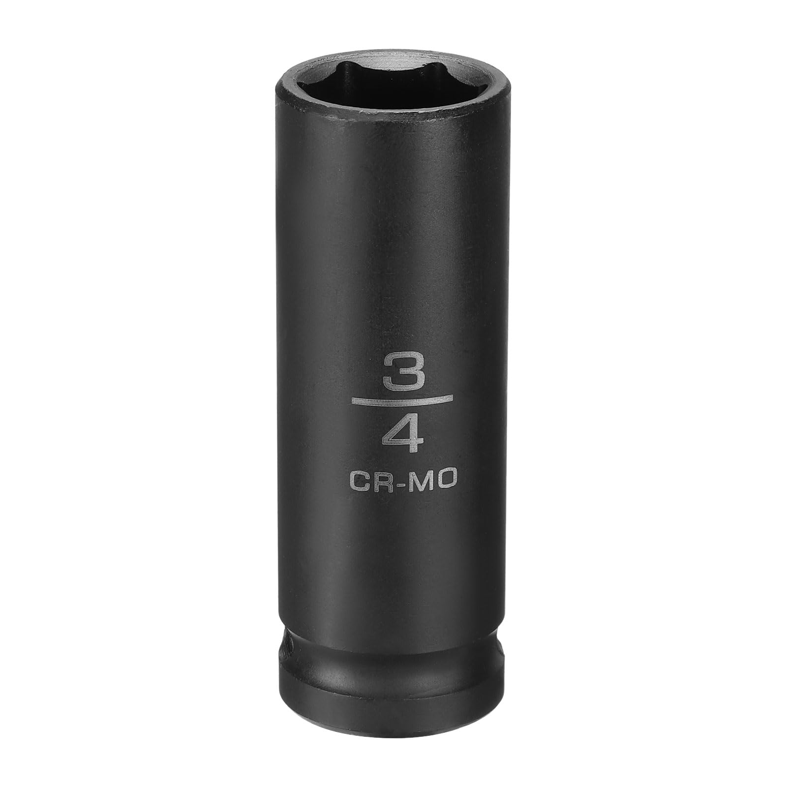 sourcing map 6 Point Shallow Impact Socket 3/4" Socket 1/2" Square Drive 78mm (3.1") Long 40CRMO for Home Auto Axle Hex Nuts Bolts Repair, Black