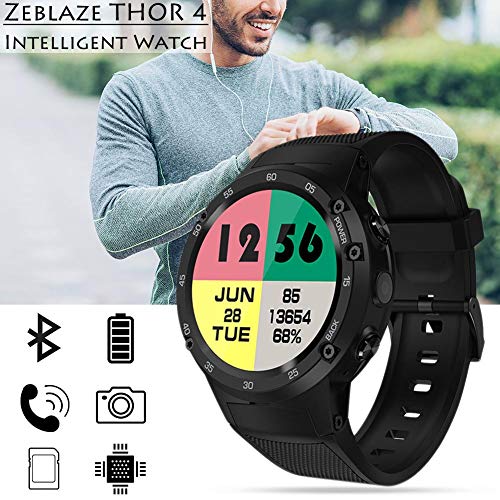 Relógio Smartwatch Zeblaze Thor 4 Flagship 4G LTE GPS Smartwatch Android 7.0 Quad Core 1GB+16GB 5.0M