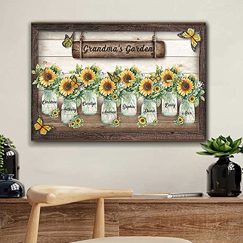 Personalized-Grandma-Gift-Wall-Art-Print-with-Kids-Names-Grandmas-Garden-Sunflower-Canvas-Poster-Grandmother-Nana-Mimi-Gigi-Gift-For-Mothers-Day-Grandparents-Day-Family-Home-Decoration Personalized Grandma Gift Wall Art Print with Kids Names Grandmas Garden Sunflower Canvas Poster Grandmother Nana Mimi Gigi Gift For Mothers Day Grandparents Day Family Home Decoration