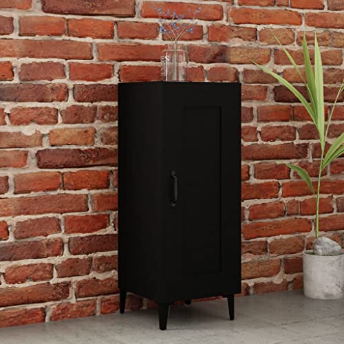 UJCHVHN Artículo-Aparador negro 34,5 x 34 x 90 cm, madera de ingeniería, armarios y almacenamiento, bufés y aparadores