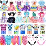 Miunana 25 PCS 5.3 Inch Girl Doll Clothes Dress Outfits and Shoes for Girl Doll Clothing with 4 Pairs of Shoes for 4-6 Inch Girl Dolls Clothes and Accessories Doll Top and Pants Doll Wings