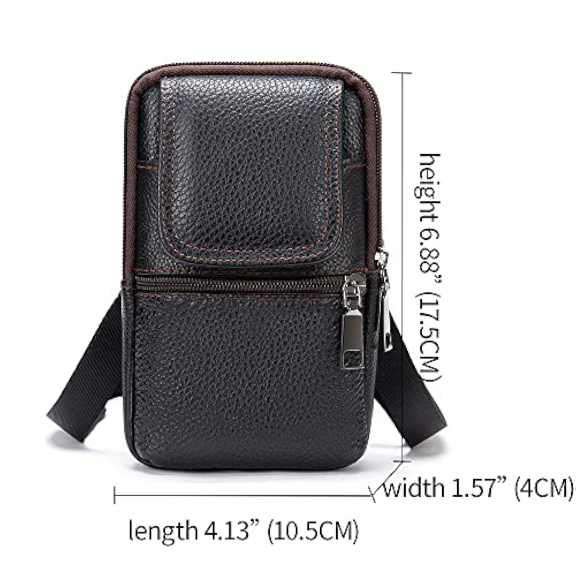 Cell Phone Shoulder Bag Leather Black, Smartphone Holster