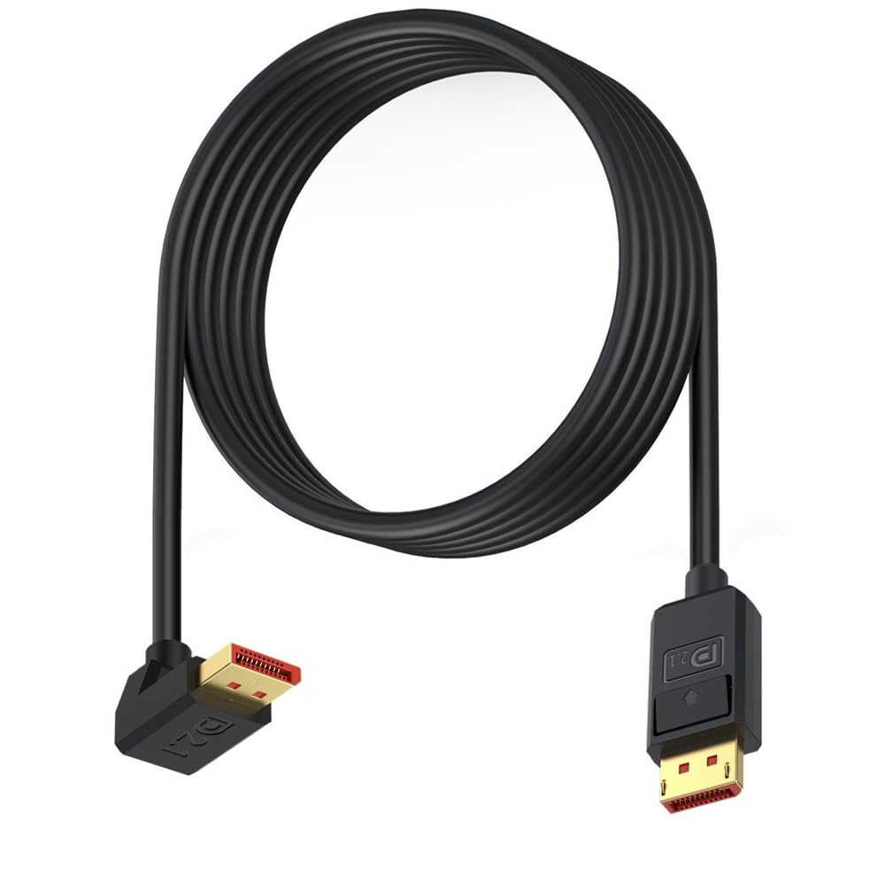 Câble DisplayPort 2.1 52 Gbit/s 1,8 m, 16K @ 30 Hz/8K @ 120 Hz/4K @ 240 Hz 165 Hz 144 Hz, 3D, HDR dynamique, Dolby eARC, angle supérieur DP mâle pour moniteur de jeu FreeSync G-Sync, PS5/4