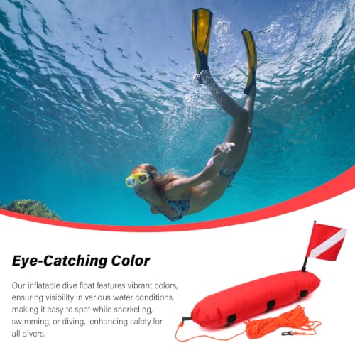 Boya inflable para snorkeling apnea y natación flotador de buceo con bandera de seguridad 2