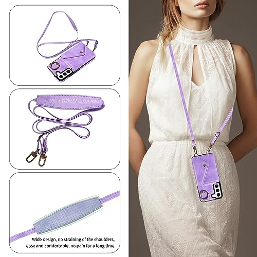 Coque S22 Plus 5G Violette en Matière Texturée avec Béquille Intégrée